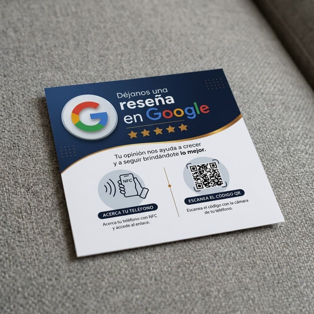 Front view of the Tensorlux NFC and QR review plaque